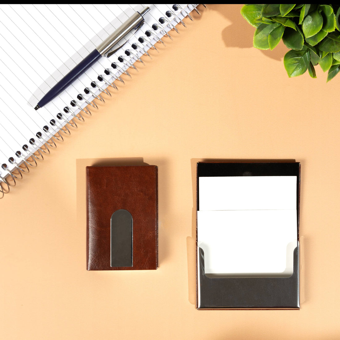 Brown leather cardholder
