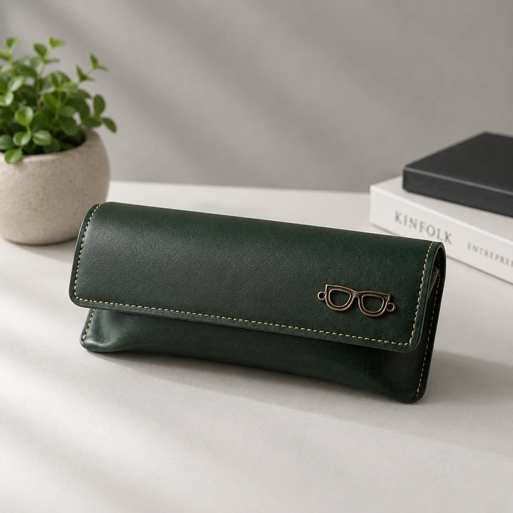 Rarejoy Gifts premium leather sunglasses case with secure magnetic closure, designed to protect eyeglasses and sunglasses during travel and everyday use.