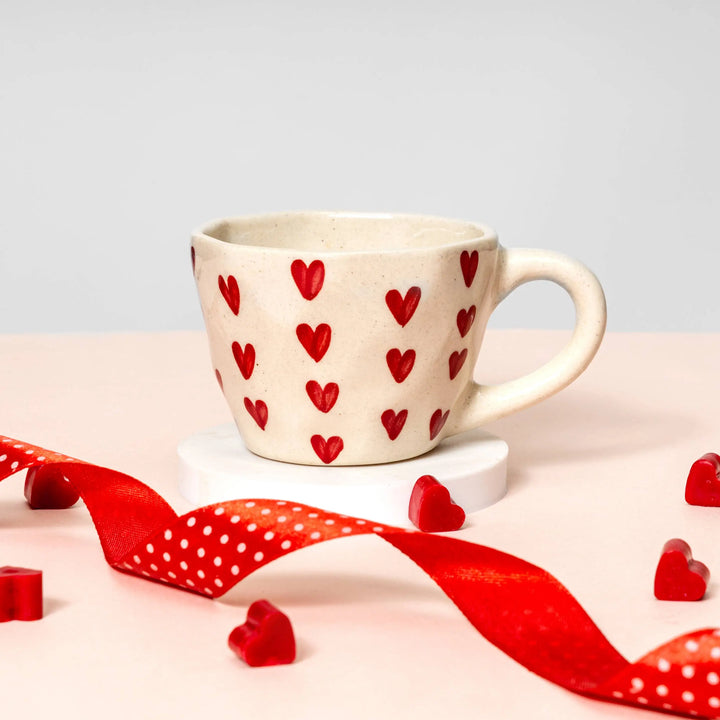 Heart-pattern ceramic mug by Rarejoy Gifts for coffee, tea, Valentine's Day, and romantic gifting